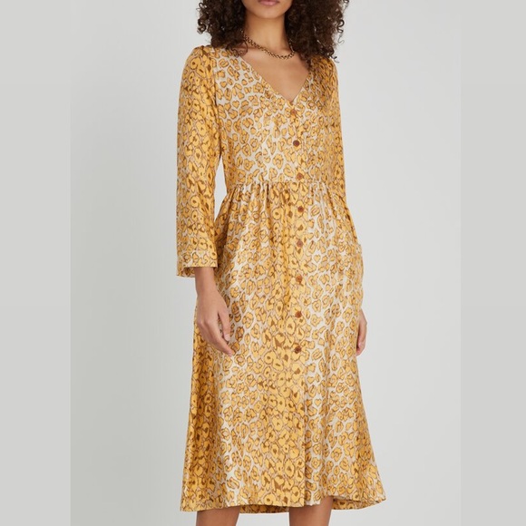 LA PRESTIC OUISTON ~ Cristo Leopard-Print Silk Midi Dress 1 - Picture 1 of 7